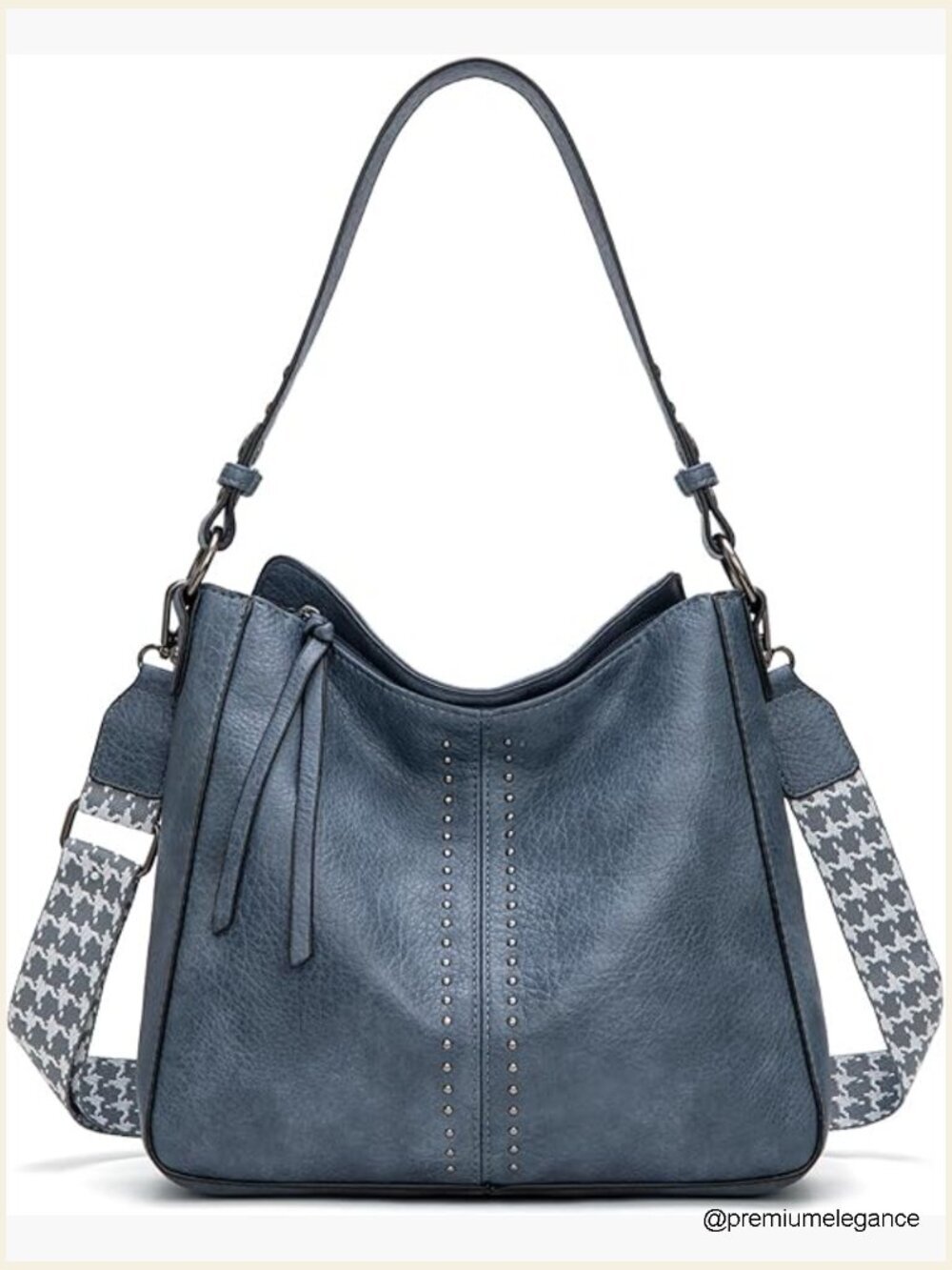 Vegan Leather Hobo Bag with Guitar Strap - Large Capacity Satchel